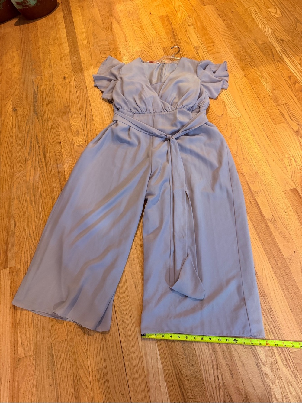 Ladies Size M "JJs House" Dusty Lilac Flutter-Sleeve Wide-Leg Jumpsuit Self Tie